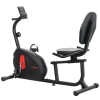 SPORTNOW Bicicleta Estática en Casa con Respaldo Resistencia Magnética Ajustable y Pantalla LCD 103-139x61x100,5 cm Negro(m-11)