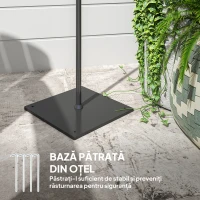 Outsunny Lampă de Exterior Solară cu 3 Lumini în Stil Boho cu Bază Pătrată, 45x45x178 cm, Negru(m-8)
