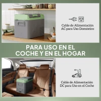 Outsunny Nevera Portátil Eléctrica 24,2L Refrigerador de Coche 12V-220V -20℃ a +20 ℃ con Pantalla Luz LED 60,2x33,4x41,4 cm Gris(m-5)