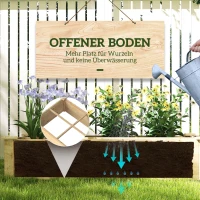 Outsunny Hochbeet, Pflanzkasten, 2-teilig, offener Boden, Naturholzrahmen, einfache Montage, 237 x 60 x 25cm(m-6)