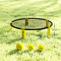 SPORTNOW Roundnet Set Spieleset mit Spielnetz 3 Bällen Tragetasche Ballpumpe Blinngoball Set Ø92 x 20 cm Gelb(m-3)