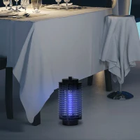 Outsunny Lampada Antizanzare Elettroinsetticida con Luce UV per Interno ed Esterno, 11x11x26 cm, Nero(m-2)