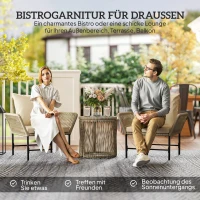 Outsunny Zestaw mebli ogrodowych z Polyrattanu, zestaw balkonowy dla 2 osób, 3-częściowy z 2 krzesłami, stołem bocznym i poduszkami(m-4)