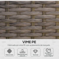 Outsunny Conjunto de 4 móveis de jardim de vime PE Poltrona, sofá duplo e mesa de centro com almofadas laváveis para terraço ao ar livre, marrom e cáqui(m-4)