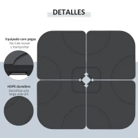 Outsunny Conjunto de 4 Pesos Rellenables con Agua o Arena de HDPE para Sombrillas con Base Cruzada 50x50x7,5 cm c/u Negro(m-6)