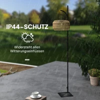 Outsunny Solar Stehlampe Rattan Solarlampen mit Lichtsensor Automatische Solarleuchte im Boho-Stil IP44 Schwarz+Gelb(m-7)