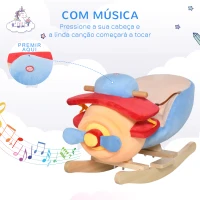 HOMCOM Cavalo de Balanço para Crianças +18 Meses Avião de Pelúcia com Música e Cinto de Segurança Cavalo Infantil 60x33x45 cm Multicolorido(m-4)