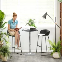 HOMCOM Bartisch, höhenverstellbar, Kunstlederbezug, Vintage-Design, Schwarz + Silber(m-2)