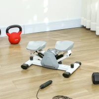 SPORTNOW Mini-Stepper, Step-Machine voor Workouts en Fitnessoefeningen, met LCD-Monitor en Antislip Pedalen, Grijs(m-8)