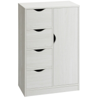HOMCOM Armario de Salón con 4 Cajones 1 Puerta y Estante Interior Mueble de Almacenaje Multiusos 54x29x83 cm Blanco