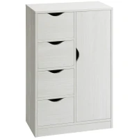 HOMCOM Armario de Salón con 4 Cajones 1 Puerta y Estante Interior Mueble de Almacenaje Multiusos 54x29x83 cm Blanco(m-1)