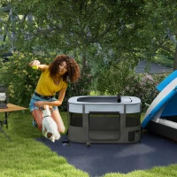 PawHut Foldable Dog Pen with Storage Bag for Indoor/Outdoor Use, Portable Pet playpen, with Ground Stakes - Grey(m-2)