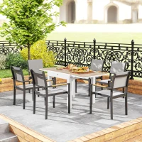 Outsunny Masă de Grădină Extensibilă din Aluminiu cu Blat din PSPC, 80/160x80x75 cm, Alb(m-7)