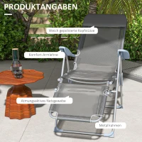 Outsunny Klappstuhl Gartenstuhl, wetterbeständig, klappbar, 63 cm x 81 cm x 108 cm, Grau + Silber(m-5)