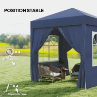 Outsunny Tonnelle de jardin extérieure tonnelle pliante pop-up réglable en hauteur protection UV 2 x 2 m bleu(m-6)