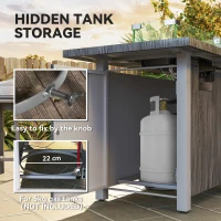 Outsunny 50,000 BTU Gas Fire Pit Table with Cover and Glass Screen - Dark Grey(m-6)