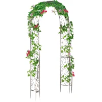 Outsunny Arche de Jardin Arche à rosiers Style Fer forgé dim. 120L x 30l x 226H cm métal époxy Noir Vieilli cuivré(m-1)