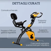 HOMCOM Cyclette Pieghevole con Resistenza Magnetica 8 Livelli, Sensore di Frequenza Cardiaca, Volano 2.5kg, Giallo(m-9)
