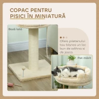 Pawhut Copac de Zgariat pentru Pisici – Pat, Minge & Stalp Sisal(m-4)