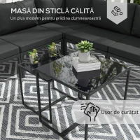 Outsunny Set de Mobilier de Gradina din 7 Piese cu Canapea de Colt, Masa de Cafea, Set de Mobilier Sectional, Gri(m-6)