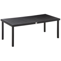 Outsunny Mesa de Jardim Retangular para 8 Pessoas com Bancada de Ripas e Estrutura de Alumínio 190x90x74 cm Preto