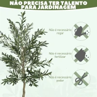 HOMCOM Oliveira Artificial Planta Artificial Decorativa de Interior com 40 Azeitonas Decoração  Ø15x180 cm Verde(m-7)