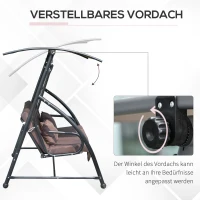 Outsunny Hollywoodschaukel mit Liegefunktion Braun 215 x 120 x 165cm(m-4)