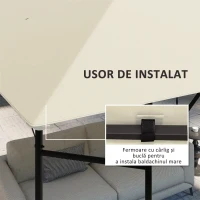 Outsunny Acoperiș pentru Foișor de Grădină cu 8 Orificii de Drenaj, 298x298 cm, Alb Crem(m-5)