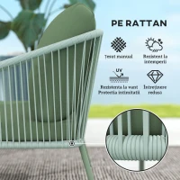 Outsunny Canapea de Grădină cu 2 Locuri, Perne Detașabile, Brațe și Cadru din Oțel, 112x72x76 cm, Verde(m-5)