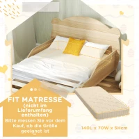 AIYAPLAY Kinderbed Huisbed met Berenontwerp - Speelbed voor Kinderen 3-6 Jaar 143,5 x 80 x 55 cm Natuurhout(m-7)