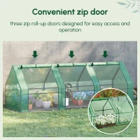 Outsunny Mini Small Greenhouse with Steel Frame & PE Cover & Zipped Window Poly tunnel Steeple for Plants Vegetables, 270 x 90 x 90 cm, Green(m-7)
