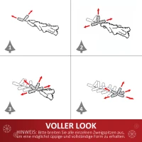 HOMCOM Künstlicher Weihnachtsbaum 180 cm künstlich Tannenbaum mit LED Beleuchtung, Kugeln, Christbaum mit 745 Spitzen, Weihnachtsdeko inkl. Metallständer für Drinnen(m-7)