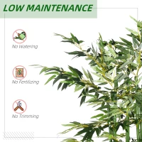 HOMCOM Sztuczny bambus, Sztuczna roślina, Roślina dekoracyjna, Realistyczny wygląd, Łatwa w pielęgnacji, Do użytku domowego, 180 cm wysokości, Zielony(m-6)