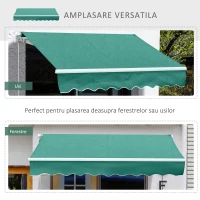 Outsunny Copertina Soare cu Manivela Husă rezistentă la apă 395x245cm Verde(m-6)