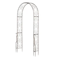 Outsunny Arche de Jardin Arche à rosiers Style Fer forgé dim. 120L x 30l x 226H cm métal époxy Noir Vieilli cuivré(m-11)