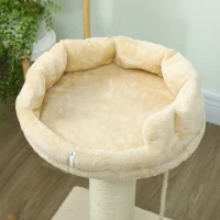 PawHut Arranhador para Gatos de 2 Níveis com Plataforma Bola com Mola Corda Suspensa e Poste de Sisal 55x55x83 cm Bege(m-9)