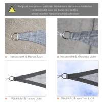 Outsunny Sonnensegel Sonnendach Sonnenschutz Dreiecke HDPE Grau 3 x 3 x 3 m(m-6)
