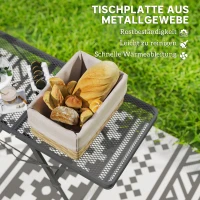 Outsunny Składany Stół Kempingowy z Regulacją Wysokości i Metalową Siatką, Aluminiowy(m-4)