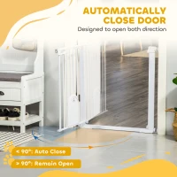 PawHut Barieră Reglabilă pentru Câini cu Ușă Mică și Montare prin Presiunei și Închidere Automată, 75-103x76 cm, Alb(m-5)
