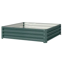 Outsunny Jardinera Exterior Grande Rectangular de Acero Galvanizado sin Base para Cultivar Plantas 120x120x30 cm Verde(m-1)