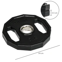 SPORTNOW Olympic Weight Plates Set, Metal and Rubber Bumper Plates Weights Discs with 2"/5cm Holes, for Home Gym Weight Lifting Strength Training, 2 x 5kg, Black(m-3)