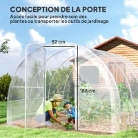 Outsunny Serre de jardin tunnel 3 x 3 x 2 m 9 m² avec porte à charnières bâche en PE 150 g/m² pour Légumes Plantes Fleurs(m-5)