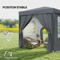 Outsunny Tonnelle de jardin extérieure tonnelle pliante pop-up réglable en hauteur protection UV 2 x 2 m gris(m-6)