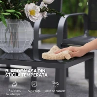 Outsunny Set de Mobilier de Grădină din 4 Piese cu Canapea, 2 Scaune și Masă de Cafea, 108x66x86 cm, Negru(m-7)