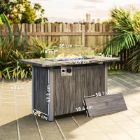 Outsunny 50,000 BTU Gas Fire Pit Table with Cover and Glass Screen - Dark Grey(m-3)