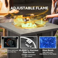 Outsunny 50,000 BTU Gas Fire Pit Table, with Cover - Dark Grey(m-5)