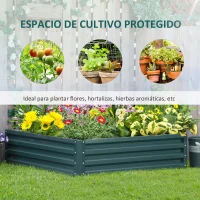 Outsunny Jardinera Exterior Grande Rectangular de Acero Galvanizado sin Base para Cultivar Plantas 120x120x30 cm Verde(m-4)