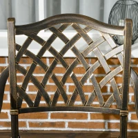 Outsunny 5-Piece Outdoor Furniture Dining Set, Cast Aluminum Conversation Set Includes 4 Chairs and Φ90cm Round Table with Φ50mm Umbrella Hole for Patio Garden Deck, Flower Design(m-9)