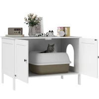 PawHut Szafka na kuwetę dla kota z drzwiami, przegrodą dla dużych kotów 80 x 51 x 54 cm, Biały(m-10)