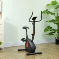 SPORTNOW Bicicleta Estática con Resistencia Magnética Ajustable Sensor Pantalla LCD y Asiento Regulable 88x50,5x131,5 cm Negro(m-9)